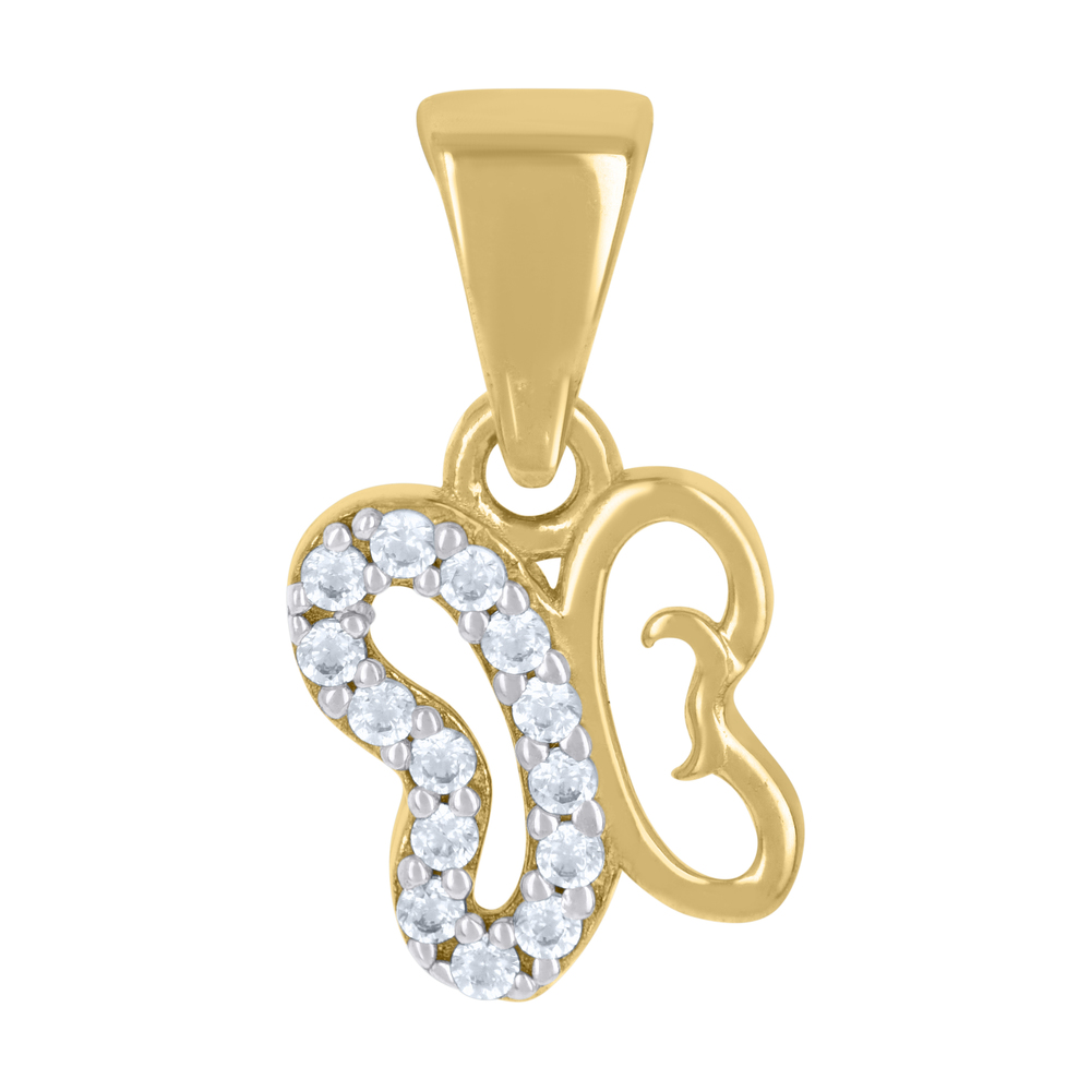 10kt 10k Two-tone Gold Women CZ Butterfly Insect Wildlife Charm Pendant